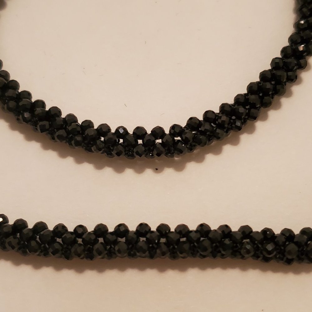 BLACK SPINEL RONDELLE FACETED 3 LAYERED NECKLACE - NWOT - Picture 8 of 10